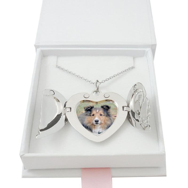 Memorial Heart Locket Necklace with Opening Wings and Any Photo | Someone Remembered