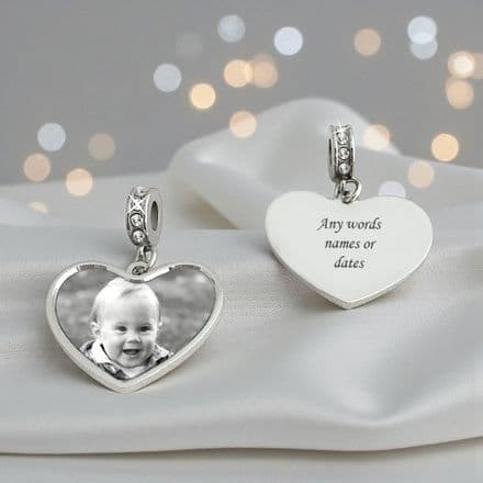 Photo Heart Charm for European Bracelets
