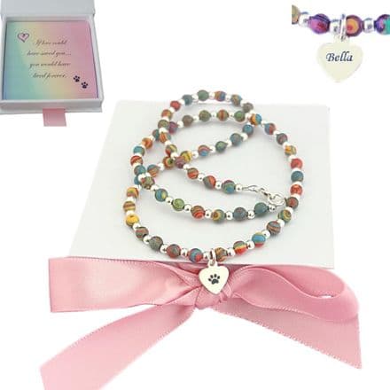 Rainbow Bridge Necklace  with Engraved Silver Tag