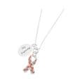 Red Awareness Ribbon Necklace with Engraving on Silver Tag | Someone Remembered