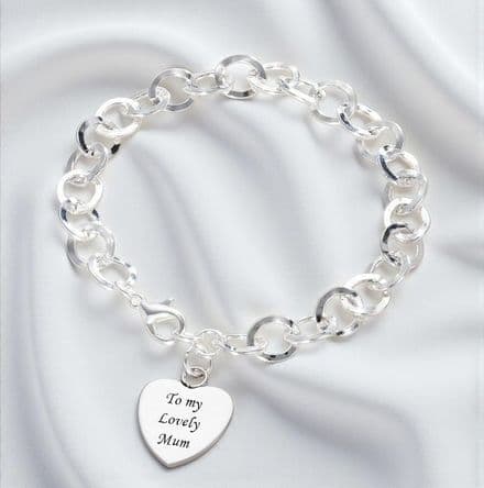 Remembrance Bracelet with Engraved Heart or Round Charm
