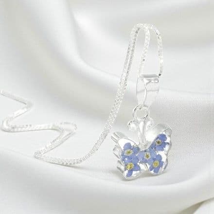Remembrance Necklace, Forget Me Not Collection Butterfly (Optional Engraving)