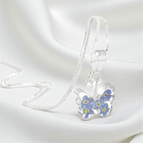 Remembrance Necklace, Forget Me Not Collection Butterfly (Optional Engraving) | Someone Remembered