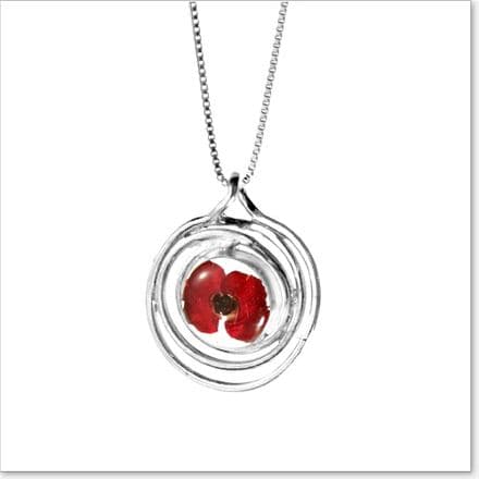 Remembrance Necklace, Poppy Collection Spiral (Optional Engraving)