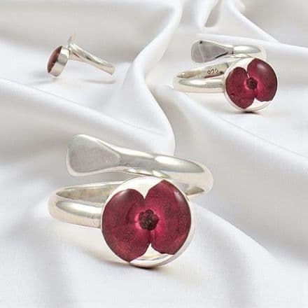 Remembrance Silver Ring, Poppy Collection