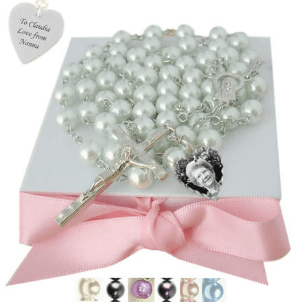 Rosary Beads with Your Choice of Photo, Engraved on the Back