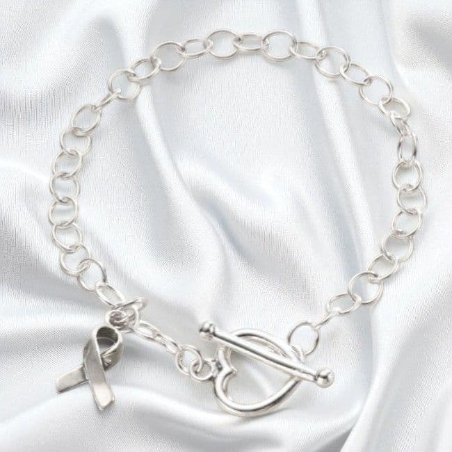 Silver Awareness Ribbon Charm Bracelet | Someone Remembered