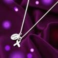 Silver Awareness Ribbon Necklace with Engraving | Someone Remembered