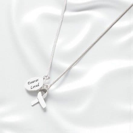 Silver Awareness Ribbon Necklace with Engraving