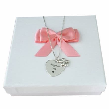 Silver Forget Me Not Necklace with Engraving