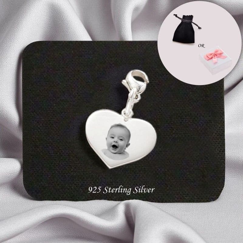 Any Photo, Silver Heart Charm. | Someone Remembered