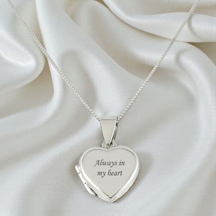 Silver Heart Memorial Locket with Engraving