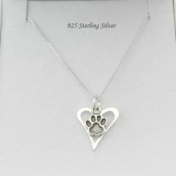 Silver Paw Over Heart Memorial Necklace | Someone Remembered