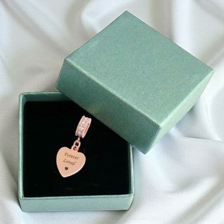 Small Memorial Heart Charm with Personalised Engraving, Rose Gold
