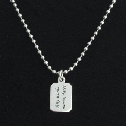 Steel Memorial Necklace for Men with Engraving