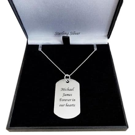 Sterling Silver Dogtag Necklace, Size Large