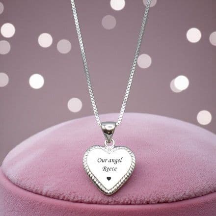 Sterling Silver Heart on Silver Chain with Engraving