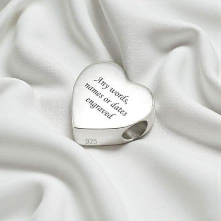 Sterling Silver Memorial Charm Bead, Heart.