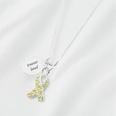 Yellow Crystal Awareness Necklace with Engraving