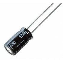 100uF-25V Condensador electrolitico 105ºC, medidas 6x11mm