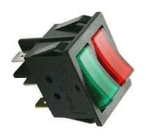 14AG0008 Doble interruptor de balancín unipolar luminoso rojo y verde 6 faston