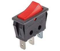 14AG010 Interruptor de balancin unipolar luminoso rojo 3 contactos faston