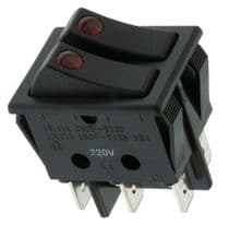 14AG6929 Doble interruptor de balancín unipolar con luz roja 6 faston