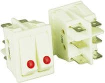 14AG6935 Doble interruptor de balancín unipolar blanco con luz roja 6 faston