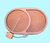 40CU1101 Placa, calefactor rad oval para encimera Whirlpool ; 165x270mm,1800+1000W