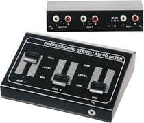 ACTV-058 Mezclador de audio estereo, 2 entradas aux. y una de microfono.