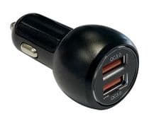 Adaptador Cargador Mechero Coche 12/24Vcc a 2 USB