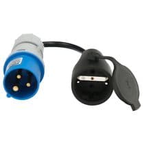 Adaptador de clavija CEE a Schuko 2 polos + Tierra 16A/230V