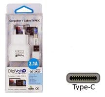 CAR-2420 Cargador para telefonos moviles USB tipo C 5Vcc-2100mA
