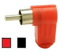 CNA-110L Conector RCA macho aéreo acodado con capuchón de plástico