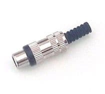 CNA-112 Conector RCA hembra aéreo metalico con capuchón de plástico