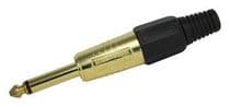 CNE-15118 Conector jack macho mono 6,35mm metal dorado con capuchón
