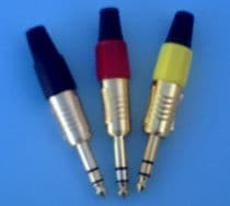 CNE-15119/N Conector jack 6,3mm macho estereo metal dorado capuchón negro