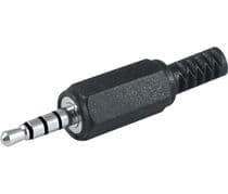 CNE-207 Conector jack 2,5mm macho de 4 contactos A/V, capuchón negro