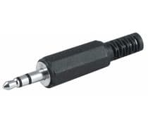 CNE-215 Conector jack 3,5mm macho estereo, capuchón de plastico negro