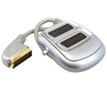 CON-110 Conexión euroconector macho a 2 euroconectores hembra, con conmutador.