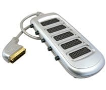 CON-112 Conexión euroconector macho a 5 euroconectores hembra, con conmutador