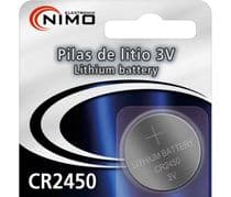 CR-2450 Pila de litio tipo botón CR2450, DL2450, 5029LC, E-CR2450 NIMO