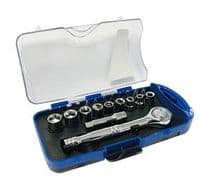 HRV-46716 Estuche llave de carraca con vasos y puntas 23 piezas