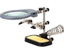 HRV-7545 Soporte de soldador con lupa con luz y pinzas manos libres