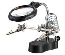 HRV-7572 Soporte de soldador con lupa con luz LED y pinzas cocodrilos manos libres