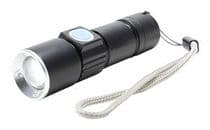 LIN-404/USB Linterna LED 3W de alta luminosidad de aluminio recargable USB