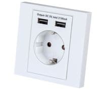 ME-36079 Enchufe Schuko con 2 USB 5V/2100mA para empotrar blanco
