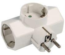 MEL-049 Enchufe de red Schuko macho a triple Schuko hembra