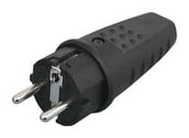 MEL-36043 Enchufe Schuko macho negro impermeable 16A/250V