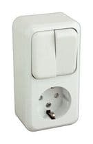 MS-478 Base enchufe Schuko con doble interruptor para superficie